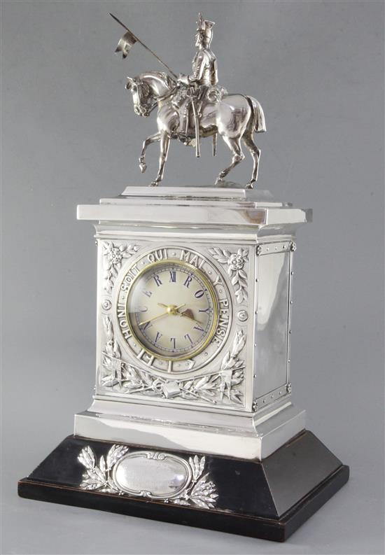 A good late Victorian silver cased military related presentation timepiece by Goldsmiths & Silversmiths Co Ltd,